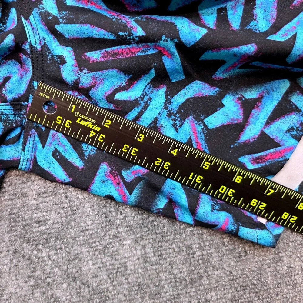 ONeill Men's Medium Blue Black Geometric Lightning Bolt Swim Trunks Board Shorts